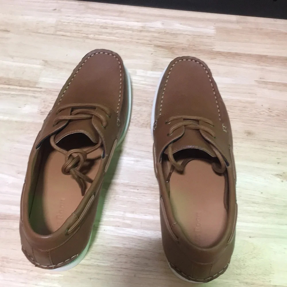 New WB Club Room Men's Brown Leather Boat Shoes‎